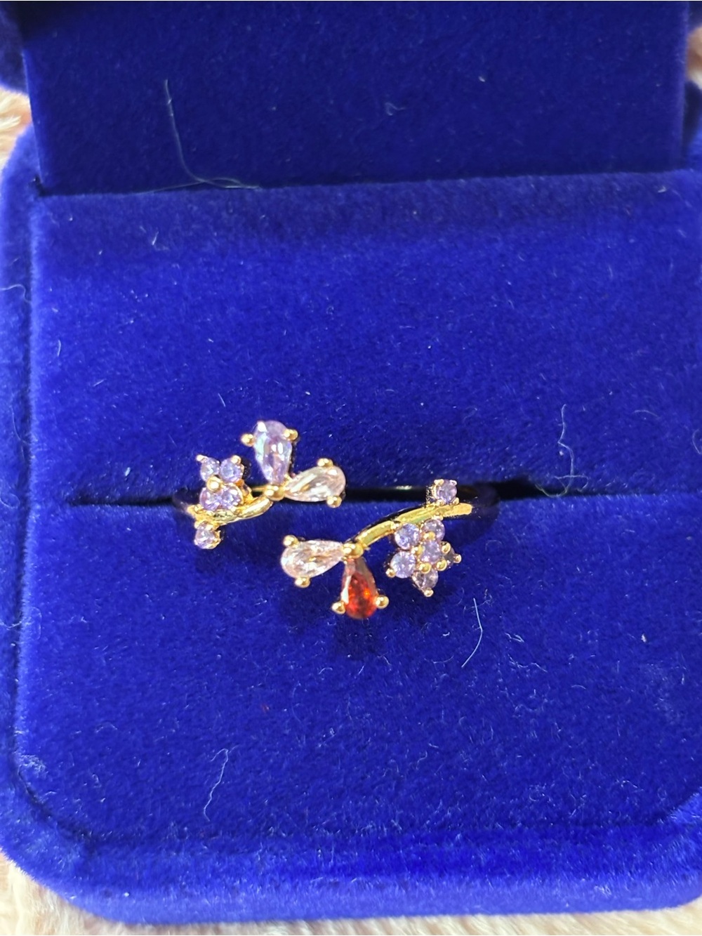 18kt rose Gold filled Floral Cluster Ring with Multicolored Gem Accents